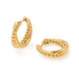 BRAIDED DOUBLE HOOP HUGGIE EARRINGS