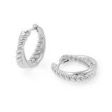 BRAIDED DOUBLE HOOP HUGGIE EARRINGS