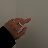 SYMMETRY STACKABLE WAVE RING SET (SILVER & SILVER)