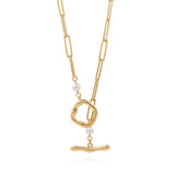 Gold pearl chain necklace