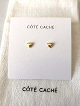 Gold heart stud earrings