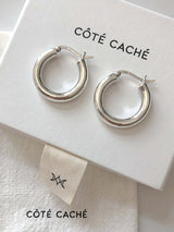 Chunky silver hoop earrings