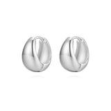 Bold sterling silver teardrop huggie hoop earrings