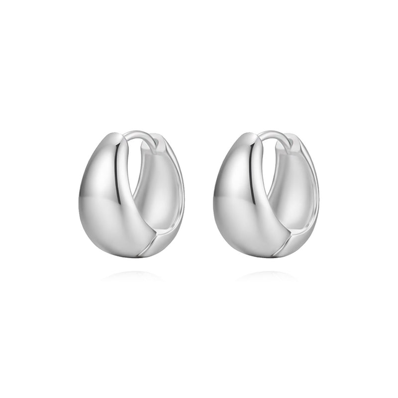 Bold sterling silver teardrop huggie hoop earrings