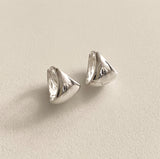 Modern triangle dome earrings in sterling silver with a chunky, geometric design that merges boldness with elegance, perfect for those who appreciate subtle architectural jewellery.

