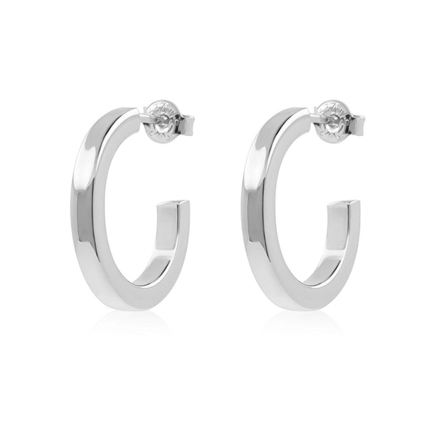 Silver quare tube hoop earrings