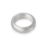 Matte sterling silver dome band ring with bold curved shape, wide and smooth brushed finish, minimal classic unisex design for everyday wear.