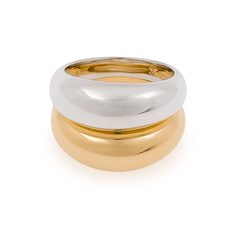 DOME RING SET (SILVER & GOLD)