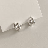 DOUBLE TEARDROP DOME HUGGIE HOOP EARRINGS