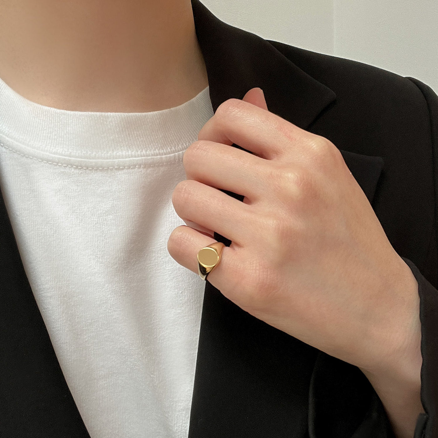 Gold Oval Pinky Signet Ring Jewellery Côté Caché