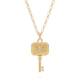 Gold key pendant necklace