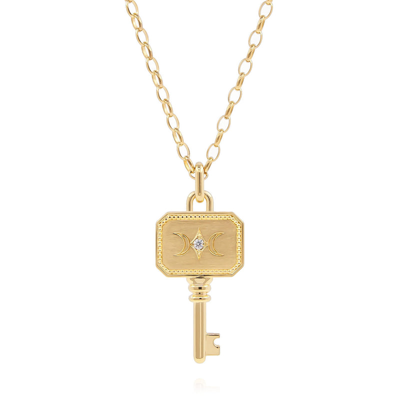 Gold key pendant necklace