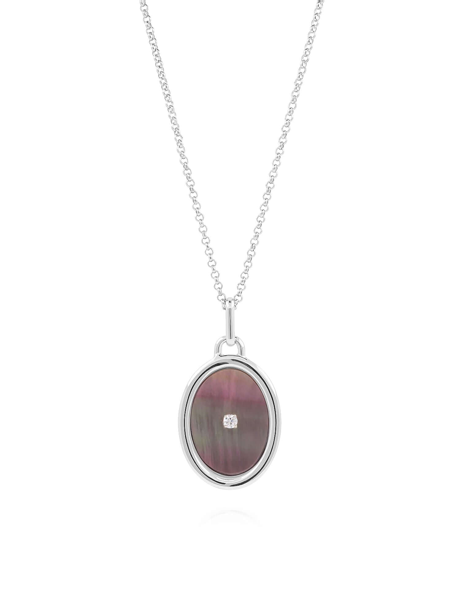 Black Mother Of Pearl Mirror Pendant Necklace | Jewellery | Côté Caché