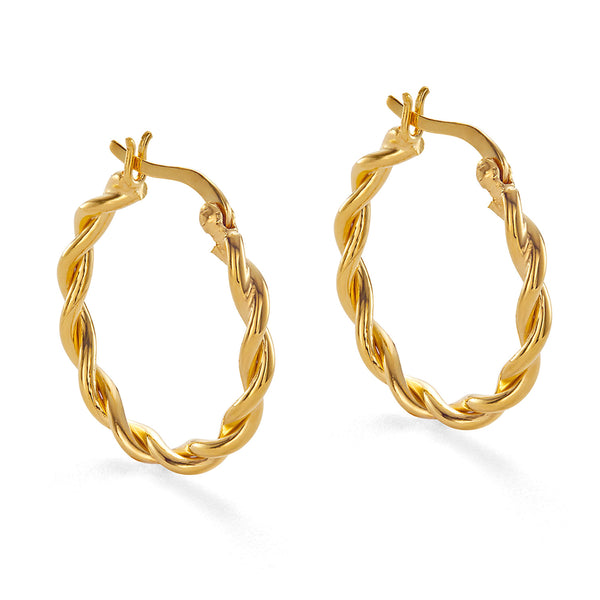 Gold braided hoop earrings