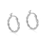 Silver braided hoop earrings