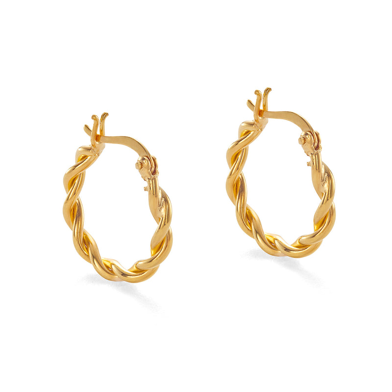 Gold braided hoop earrings