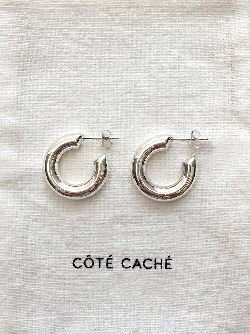 SILVER CHUNKY HOOP EARRINGS