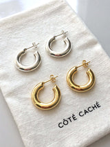 SILVER CHUNKY HOOP EARRINGS