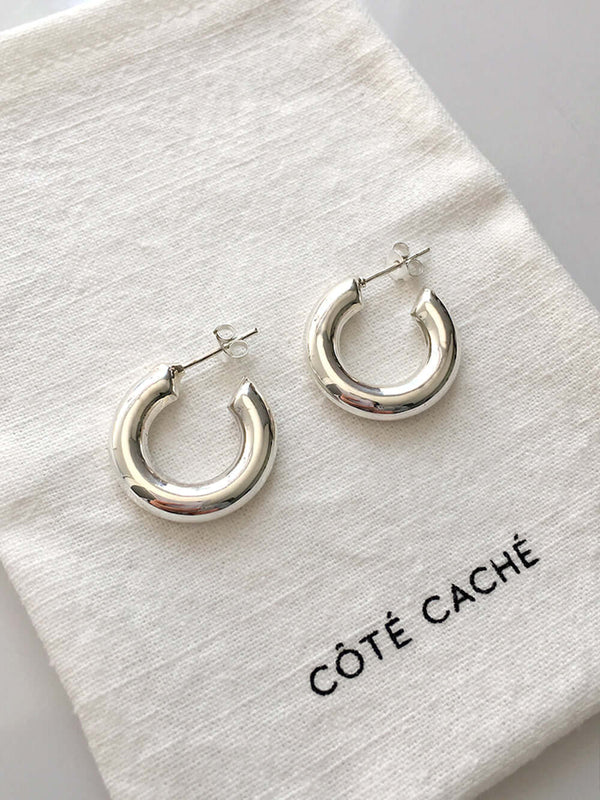 SILVER CHUNKY HOOP EARRINGS