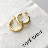 gold square tube hoop earrings