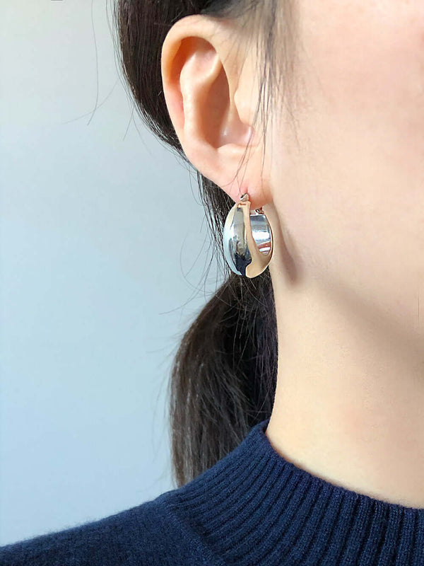 Silver chunky hoop earrings