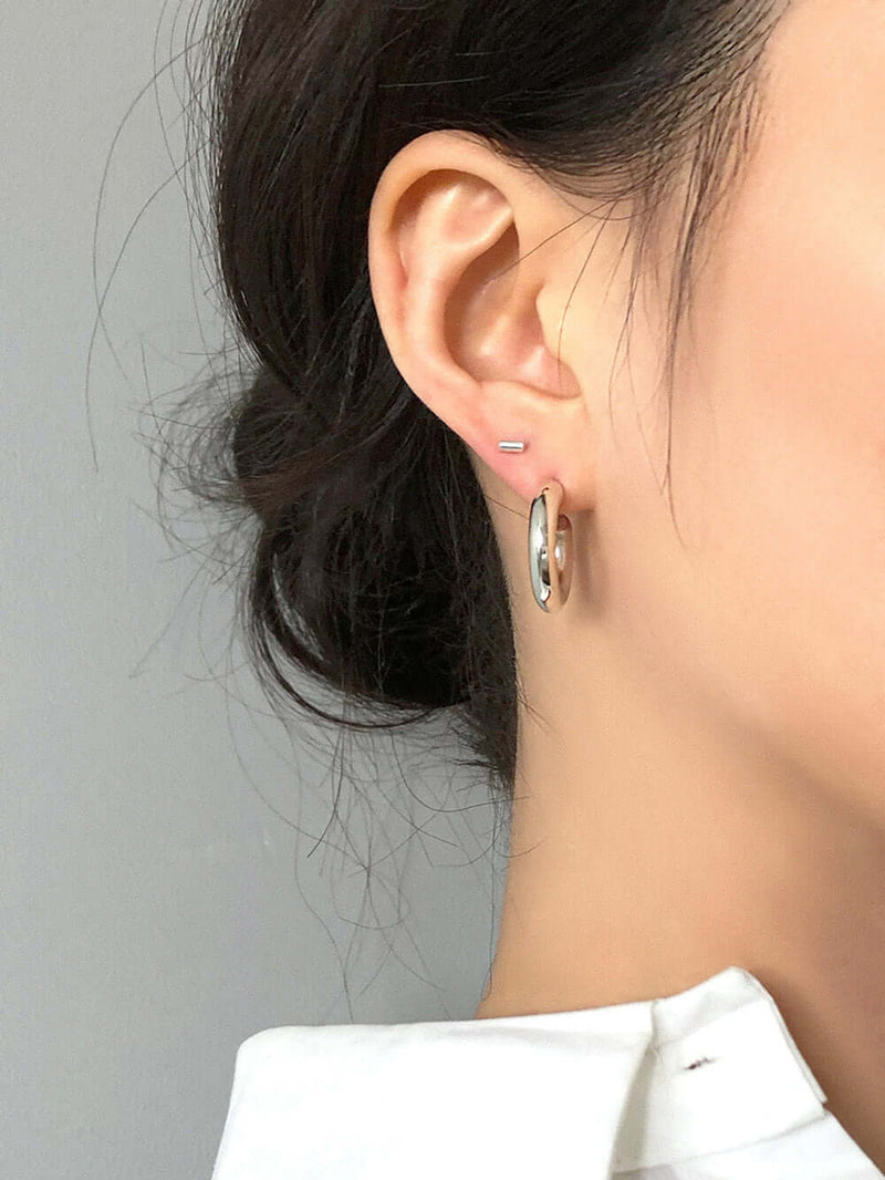 SILVER CHUNKY HOOP EARRINGS